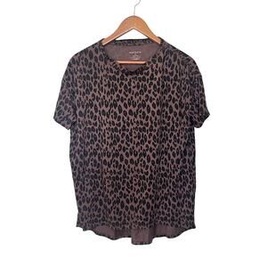 Olympia Activewear Cotton T Shirt Women’s Sz Medium Brown Animal Print Leopard